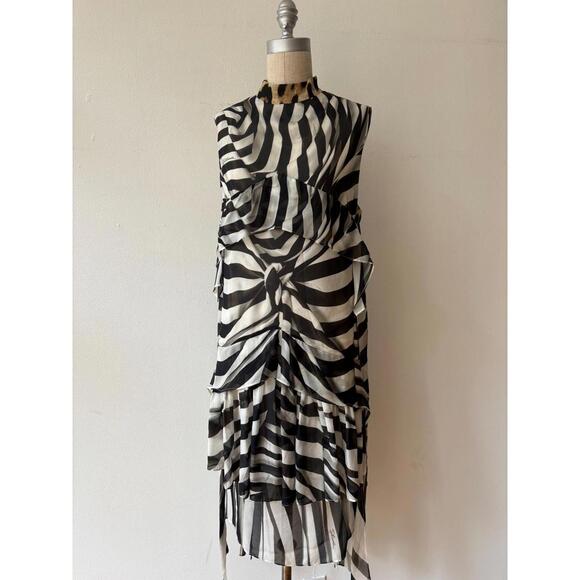 Vintage Just Cavalli Trompe L'oeil Animal Print Silk Chiffon Dress - Picture 5 of 9